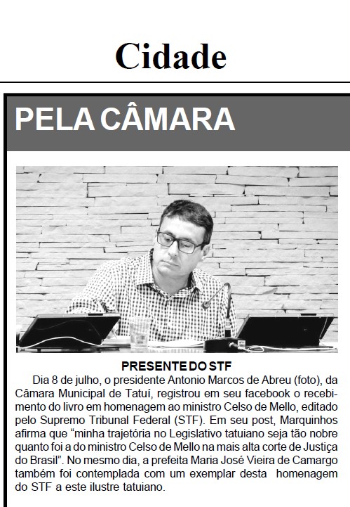 Marquinho da Santa Casa recebe livro de Celso de Mello