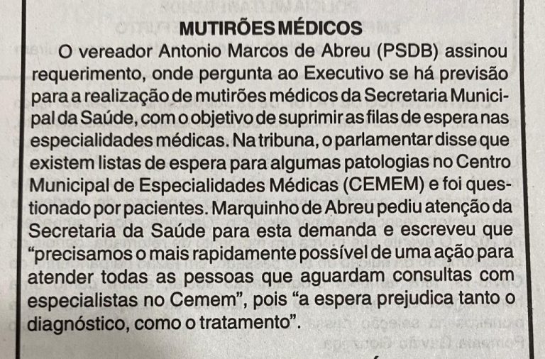 Marquinho da Santa Casa pede mutirão no Cemem